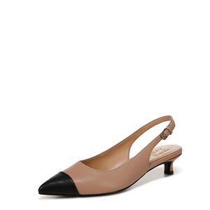 Naturalizer Womens Gazing Cap Toe Slingback Kitten Heel Taupe/Black 9.5 W